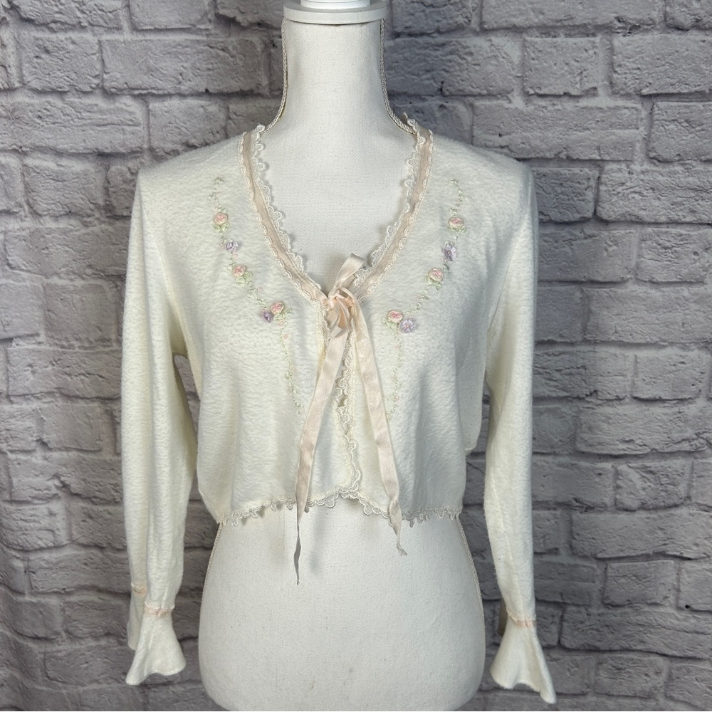 Vintage Jonquil by Diane Samandi Neiman Marcus Bed-jacket‎ 100% Cotton Sz S